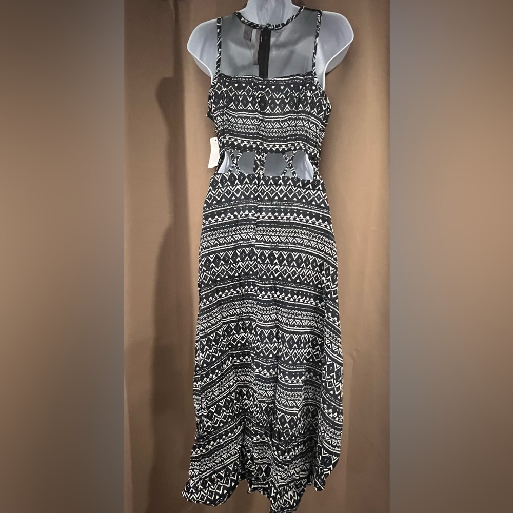 Aztec Print, High-Low Dress with Cut-Outs